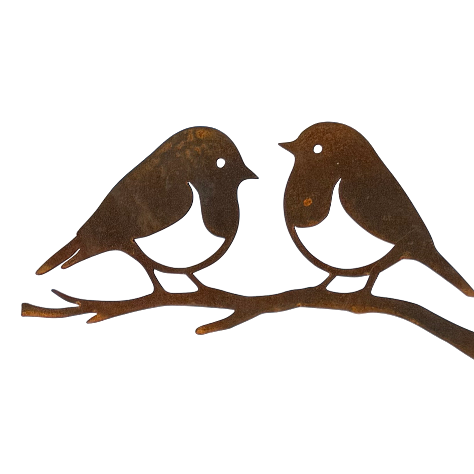 Tuinvorm ROBINET – twee vogels op takje, sla in boom met hamer
