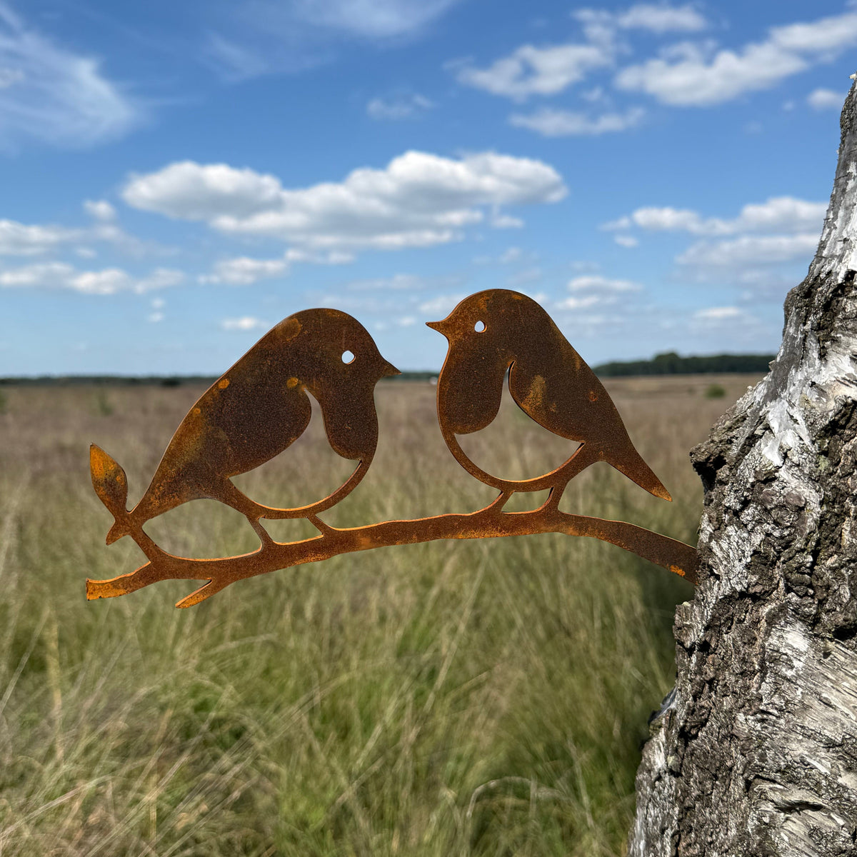 Tuinvorm RUDDOCK – cortenstalen boomdecoratie met vogelvormen