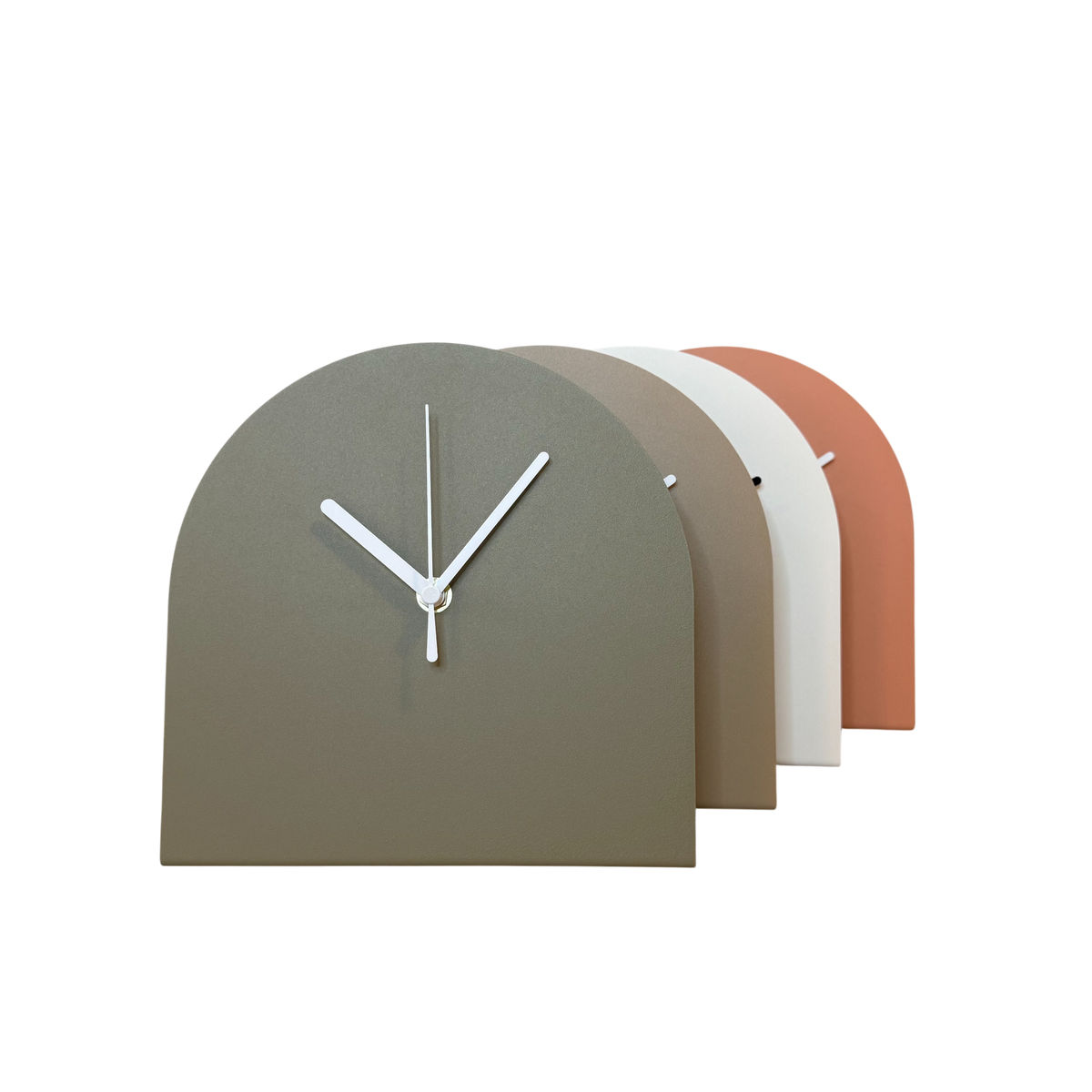 Stalen tafelklok BURGL in kleurcoating, minimalistisch Nederlands design