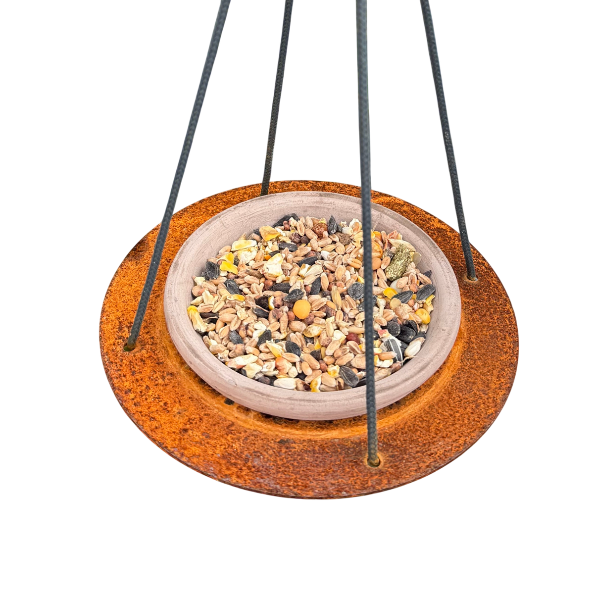 Vogelvoederschaal XENITH – hangend drinkbakje voor vogels met terracotta schaaltje