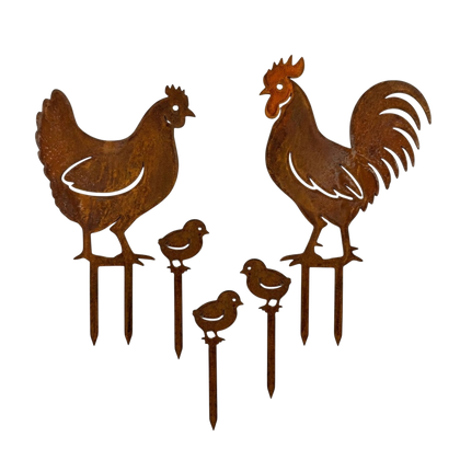 1 Huhn / 1 Hahn / 3 Küken