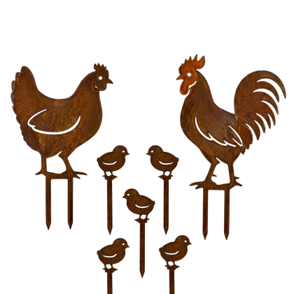 1 Huhn / 1 Hahn / 5 Küken