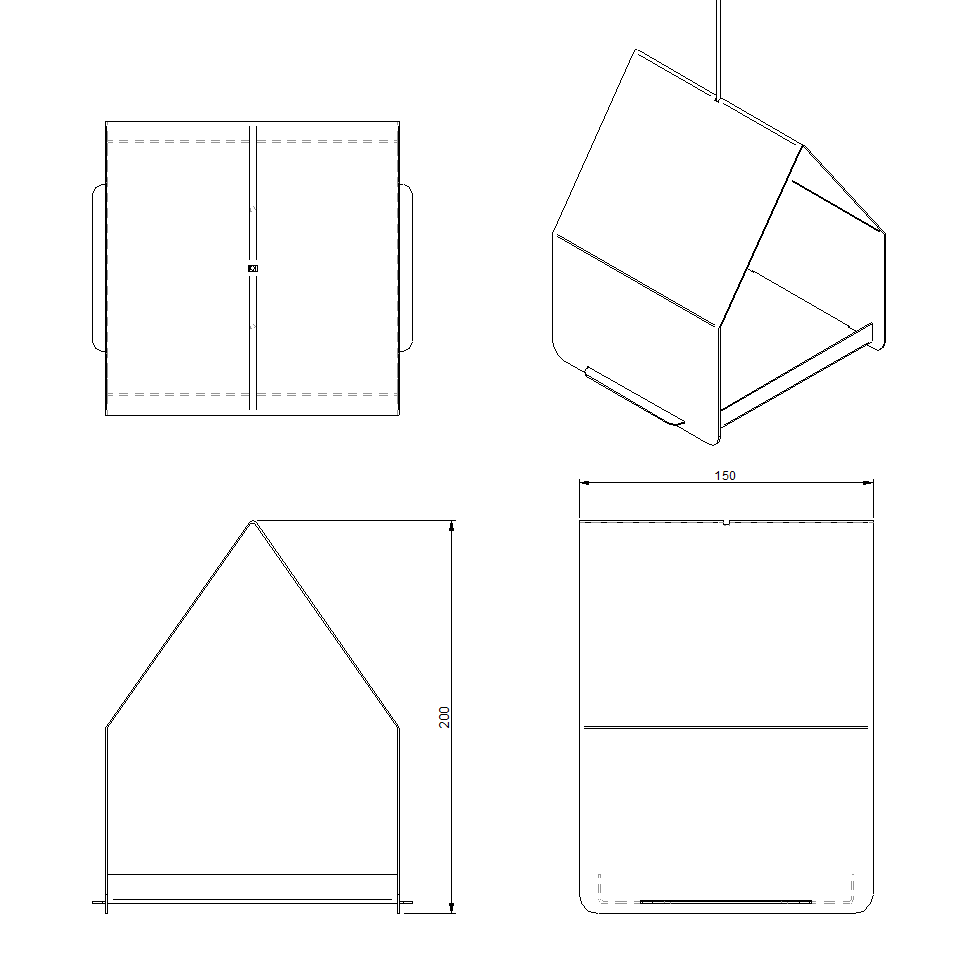 Hangend vogelvoederhuis HAVEN van cortenstaal met RVS haak, roestkleurig design voor tuin of balkon