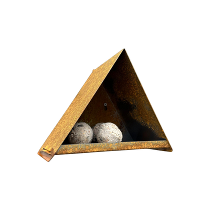 Vogelvoederhuis METEOR – cortenstaal wandvoederhuis
